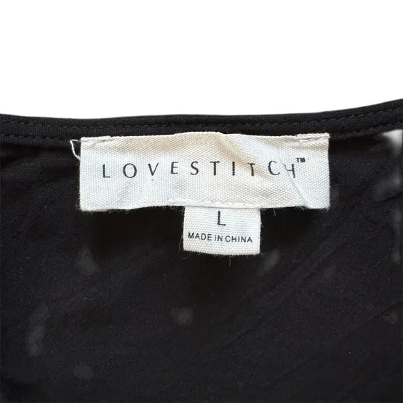 Lovestitch Black Embroidered Boho Tie-Front Top | L - Picture 8 of 11